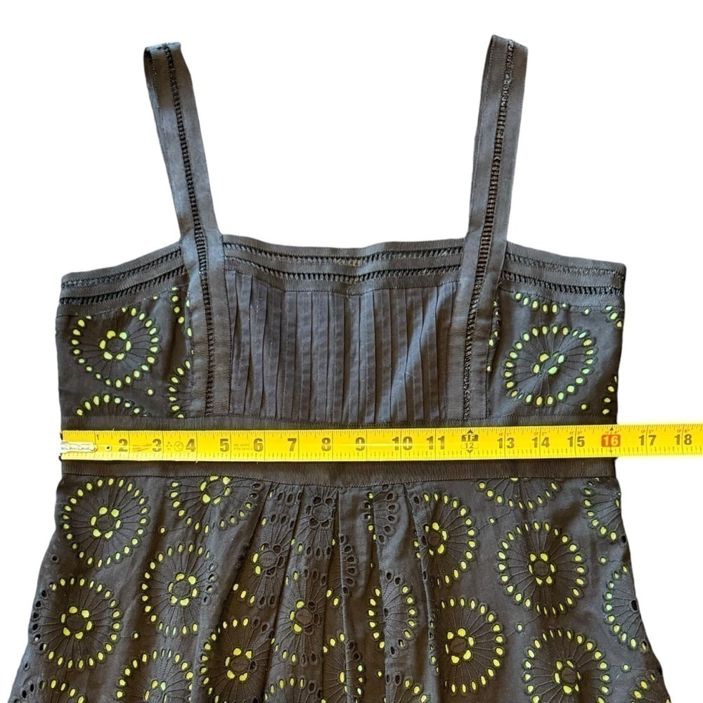 Cynthia Steefe Sun Dress Black Cotton Eyelet Green Lining Womens Size 10 - Picture 10 of 11